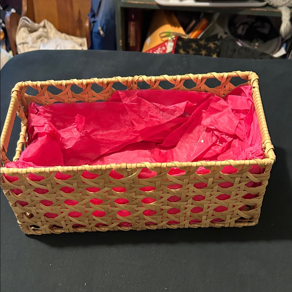 Woven Basket with Red Lining